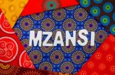 A colourful image with African print and the word ‘Mzanzi’ in white