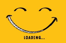 An illustration of a smiley face drawn with black marker with the word ‘loading’ underneath it on a yellow background